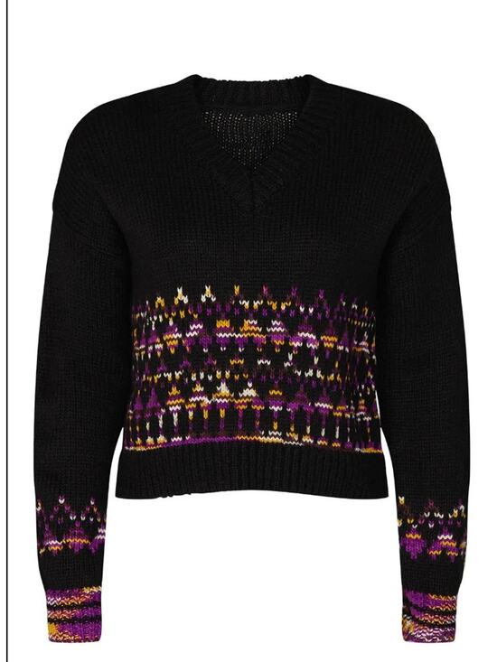 Scotch & Soda Sweaters - Scotch & Soda La Bande Maison Black Purple Fair Isle Wool Blend Sweater - Size S